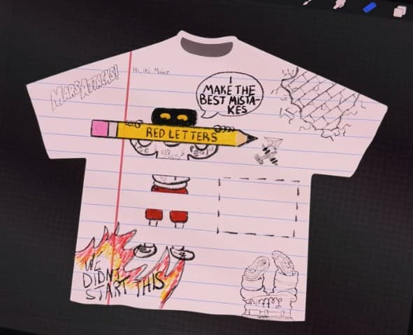 Doodle tee sketch on notebook paper