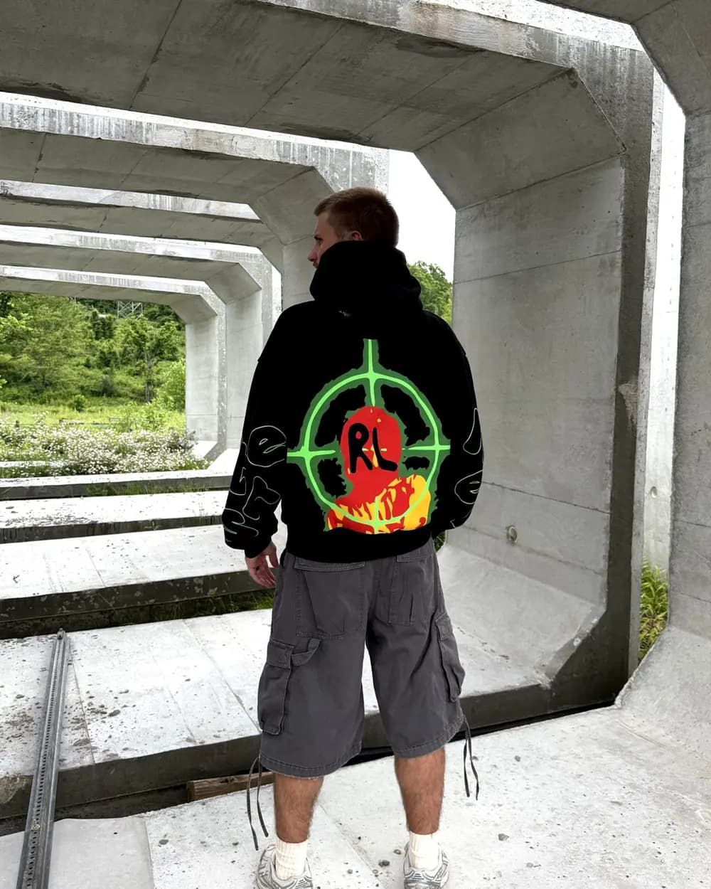 Red Letters piece styled on location