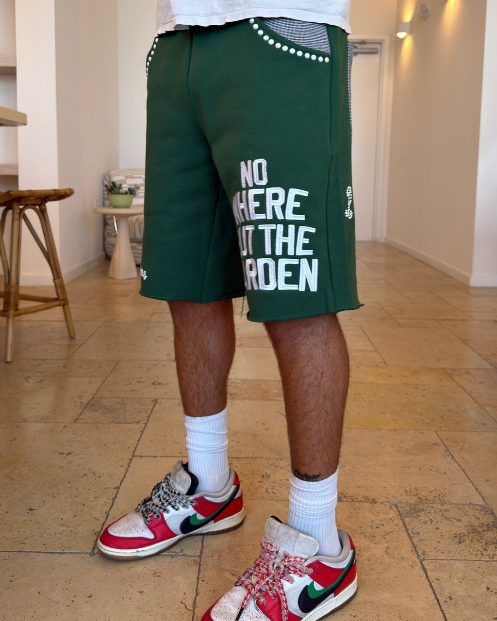 At The Garden French Terry Shorts - Red Letters