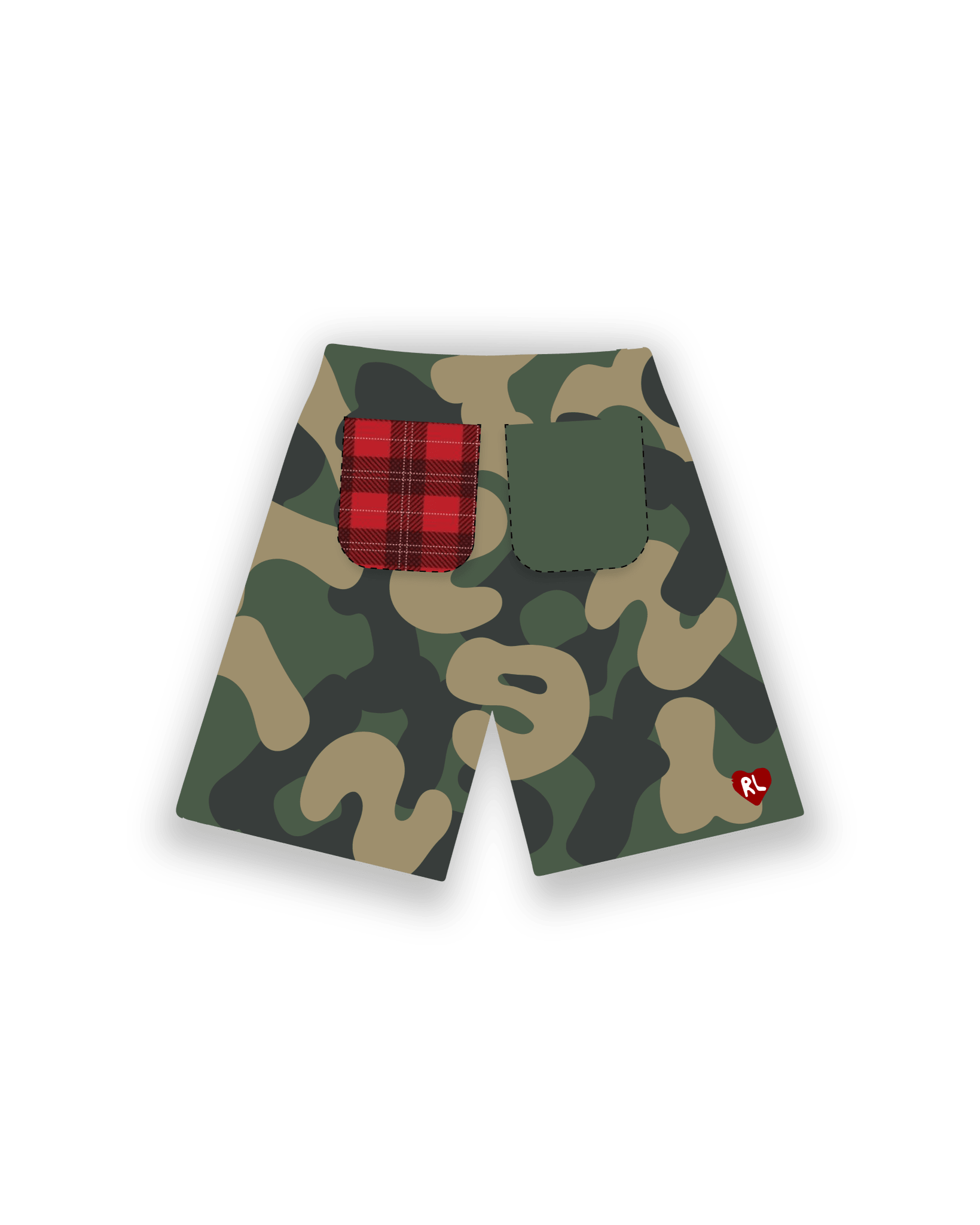 Camo Scat French Terry Shorts - Red Letters