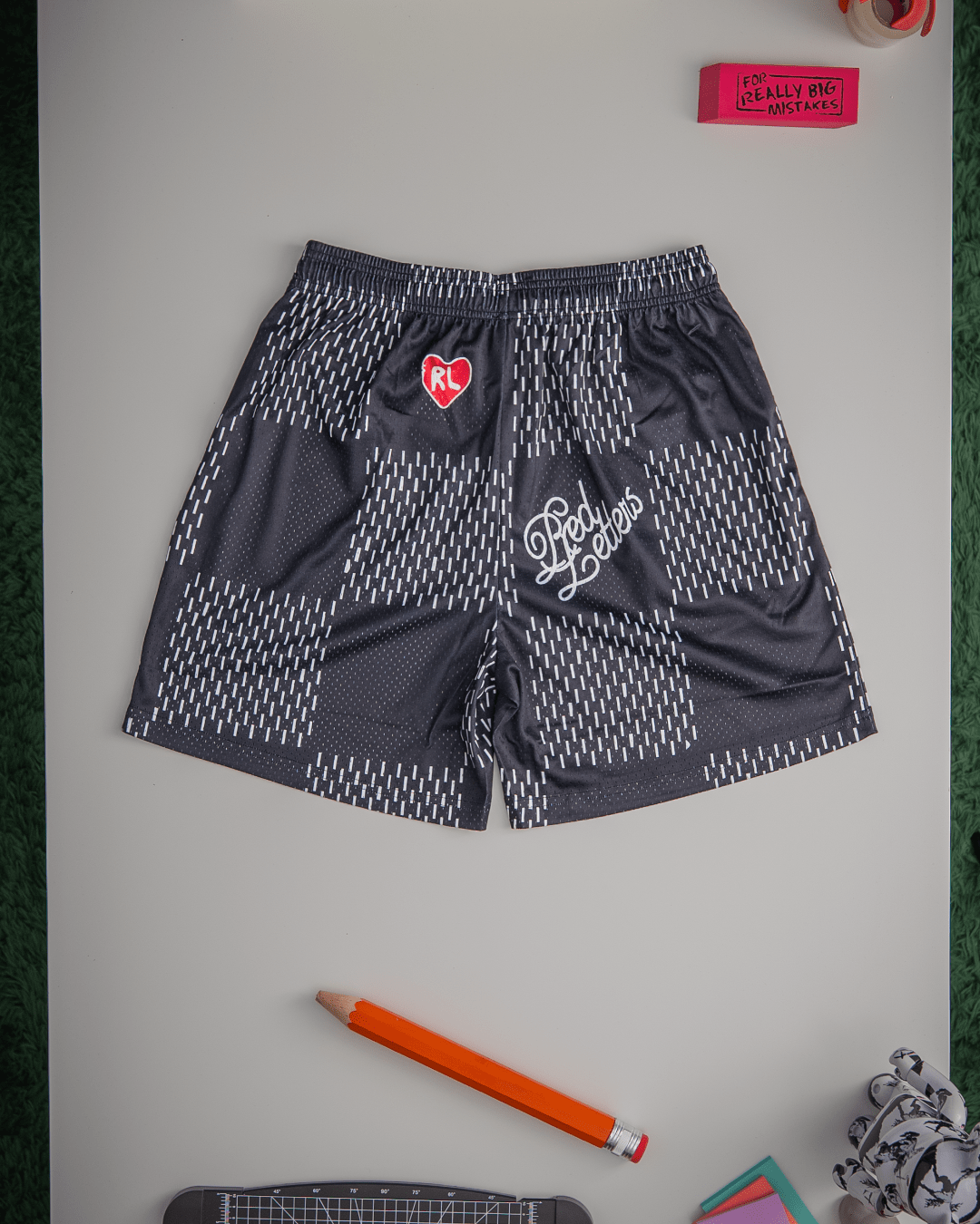 Damier Letters Mesh Shorts by Red Letters