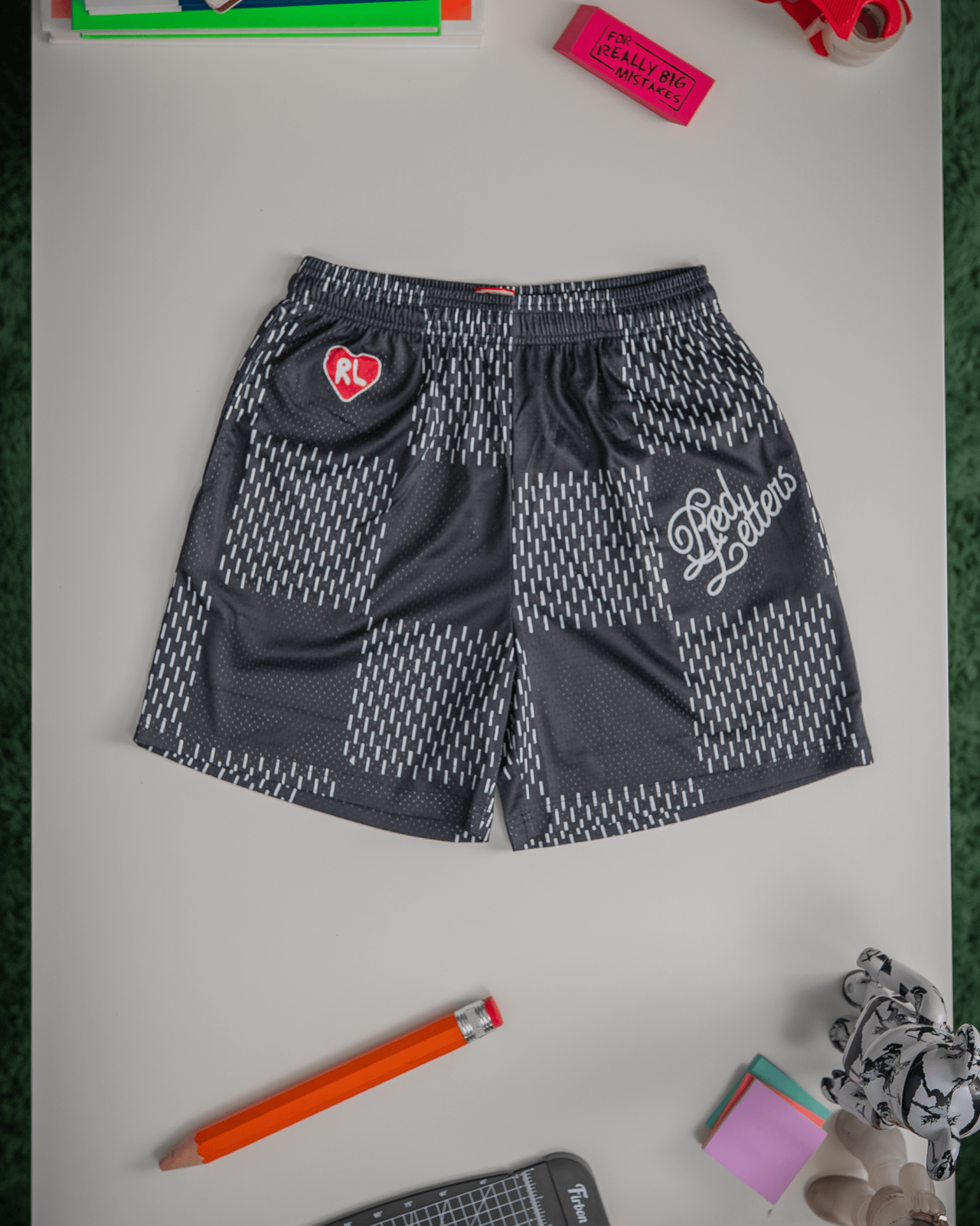 Damier Letters Mesh Shorts by Red Letters