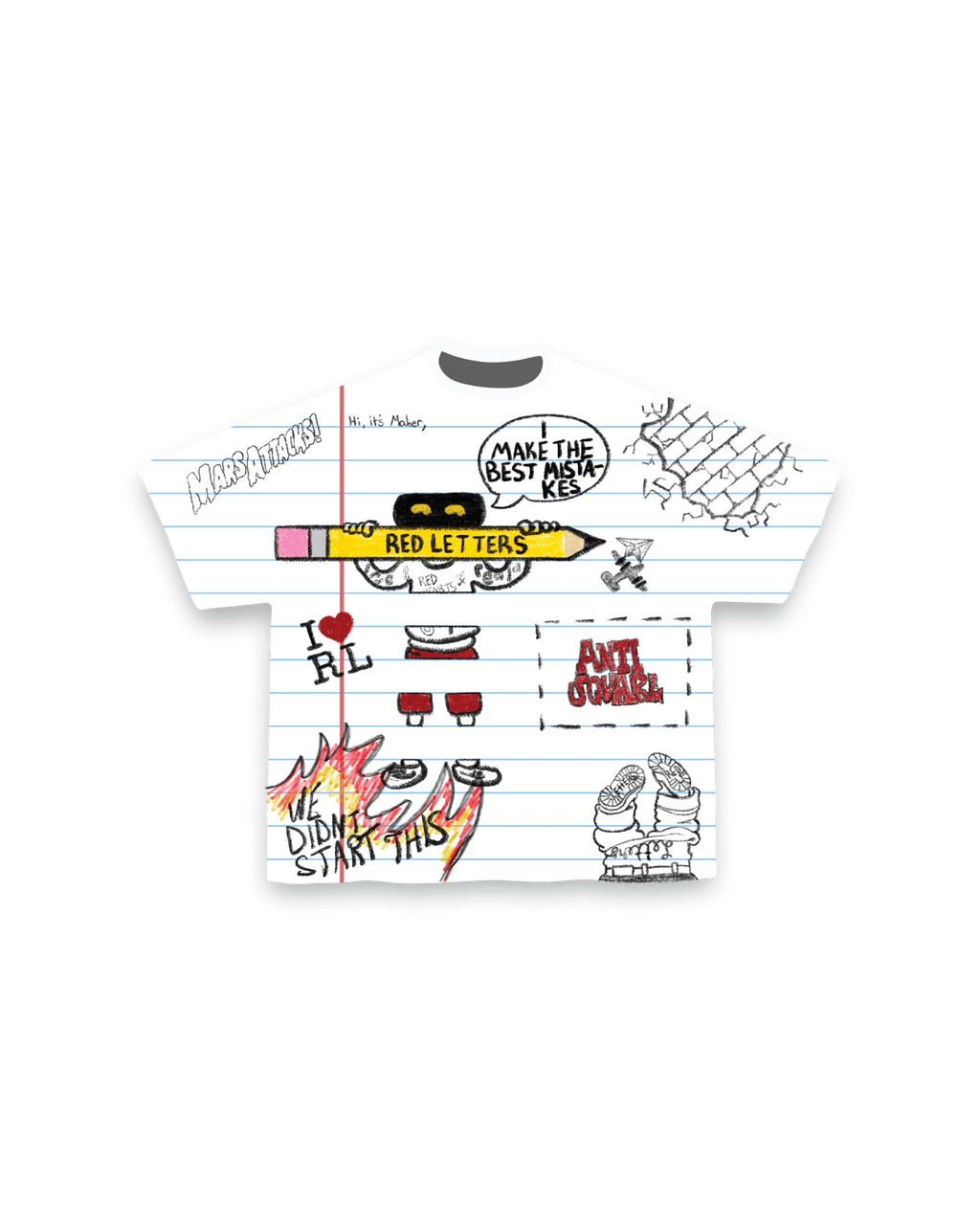 Doodle Tee - Red Letters