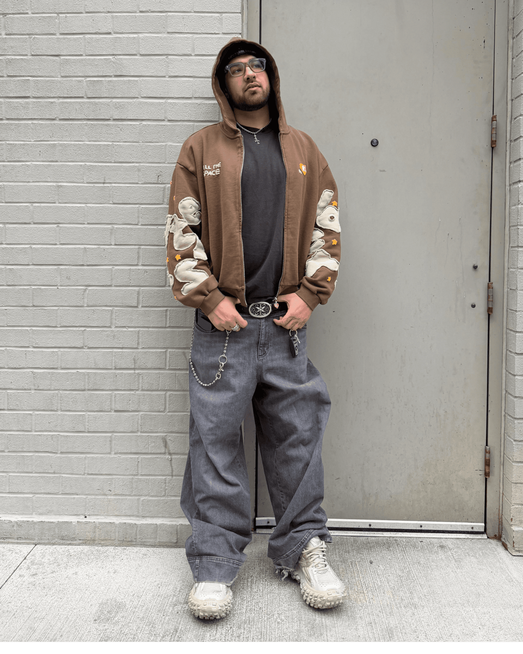 Fill The Space Appliqué Scattered Zip Up by Red Letters