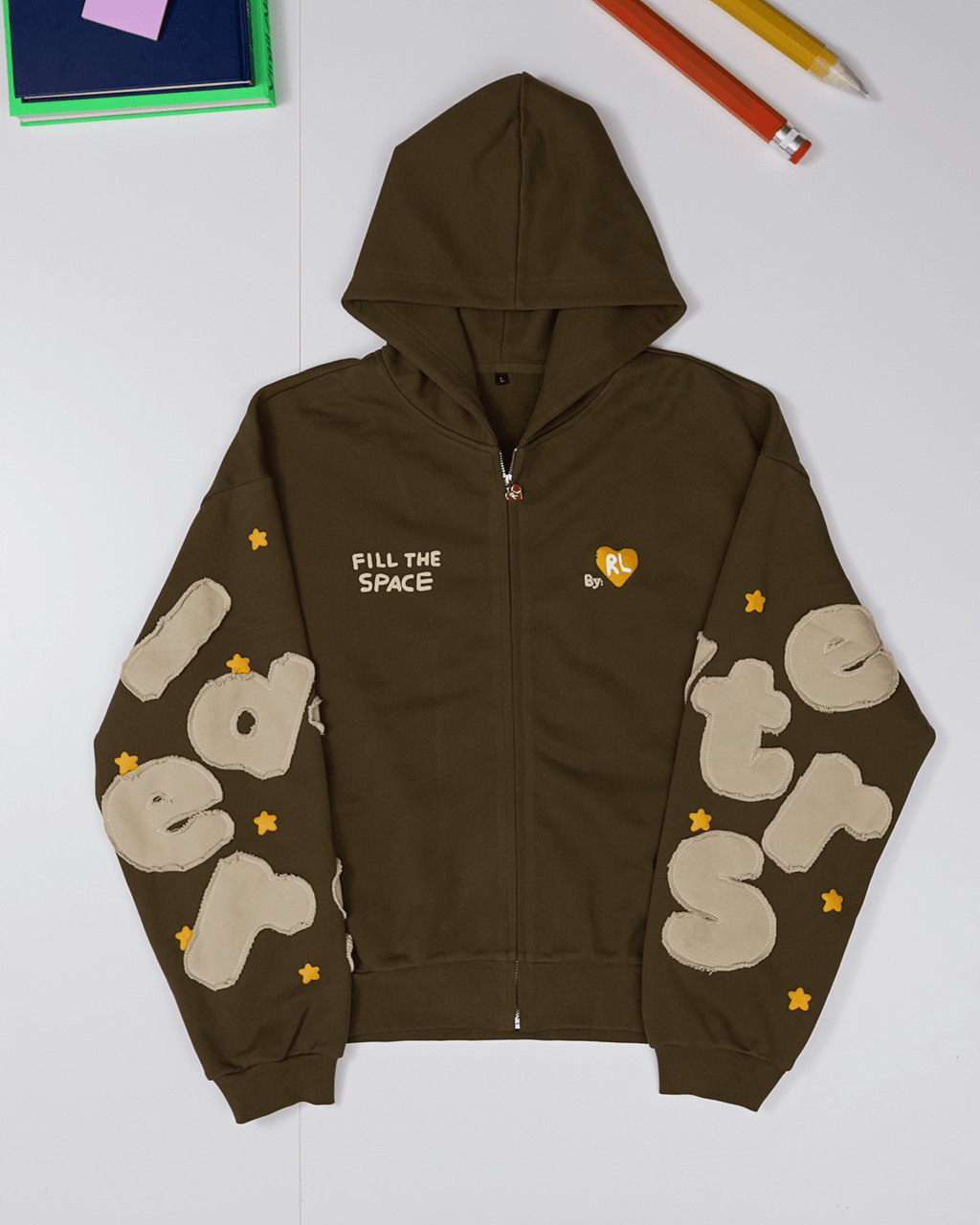 Fill The Space Scattered Zip Up by Red Letters