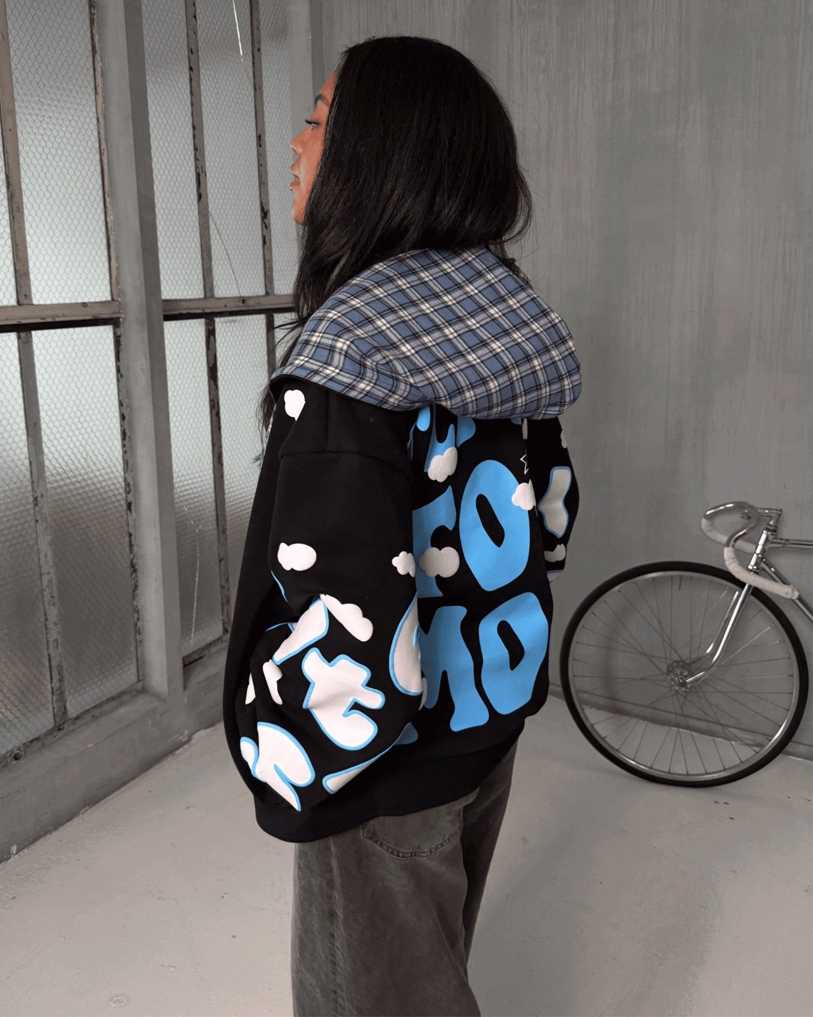 Fly Me To The Moon Scattered Zip Up - Black - Red Letters