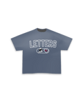 Fred Letters Tee - Washed Denim - Red Letters