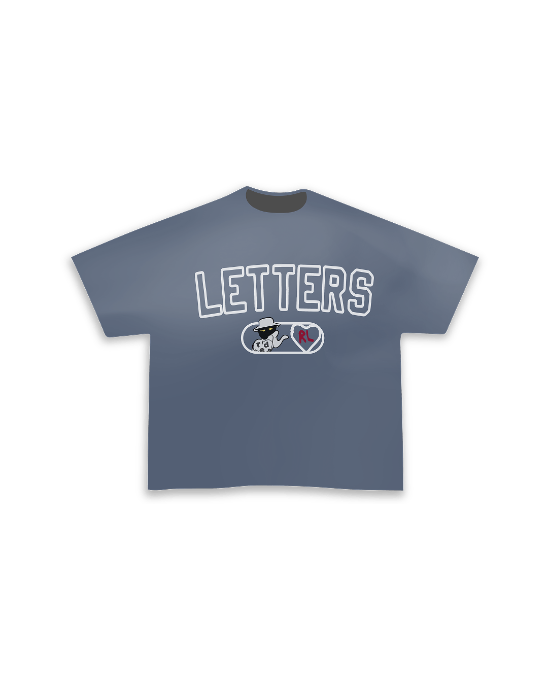 Fred Letters Tee - Washed Denim - Red Letters