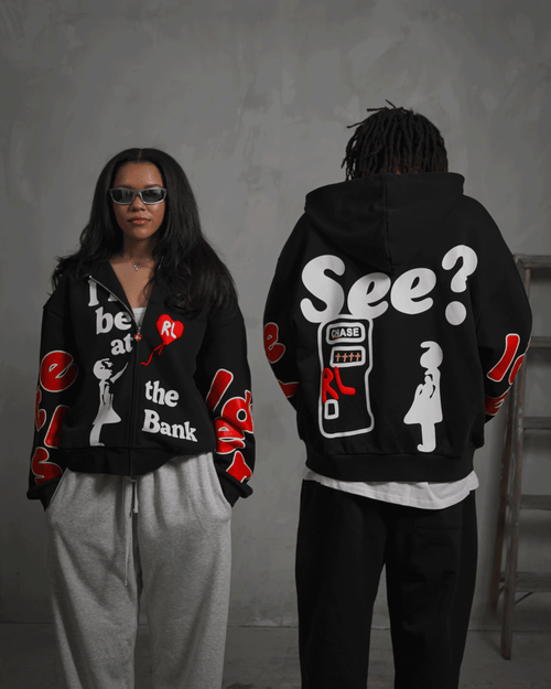 I'll Be At The Bank Scattered Zip Up by Red Letters