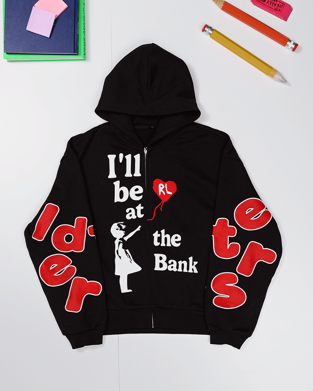 I'll Be At The Bank Scattered Zip Up by Red Letters