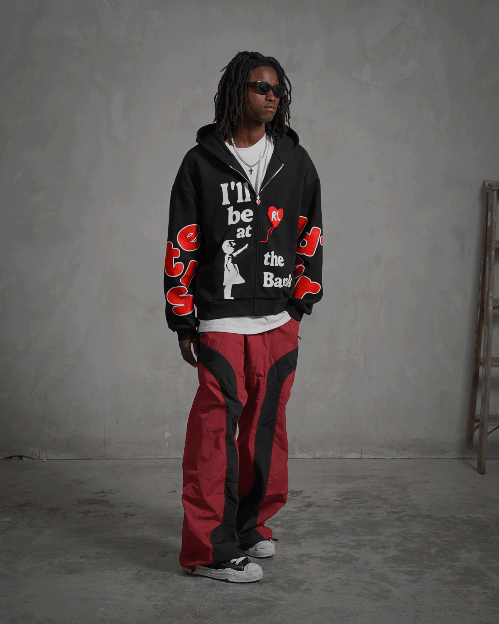 I'll Be At The Bank Scattered Zip Up by Red Letters