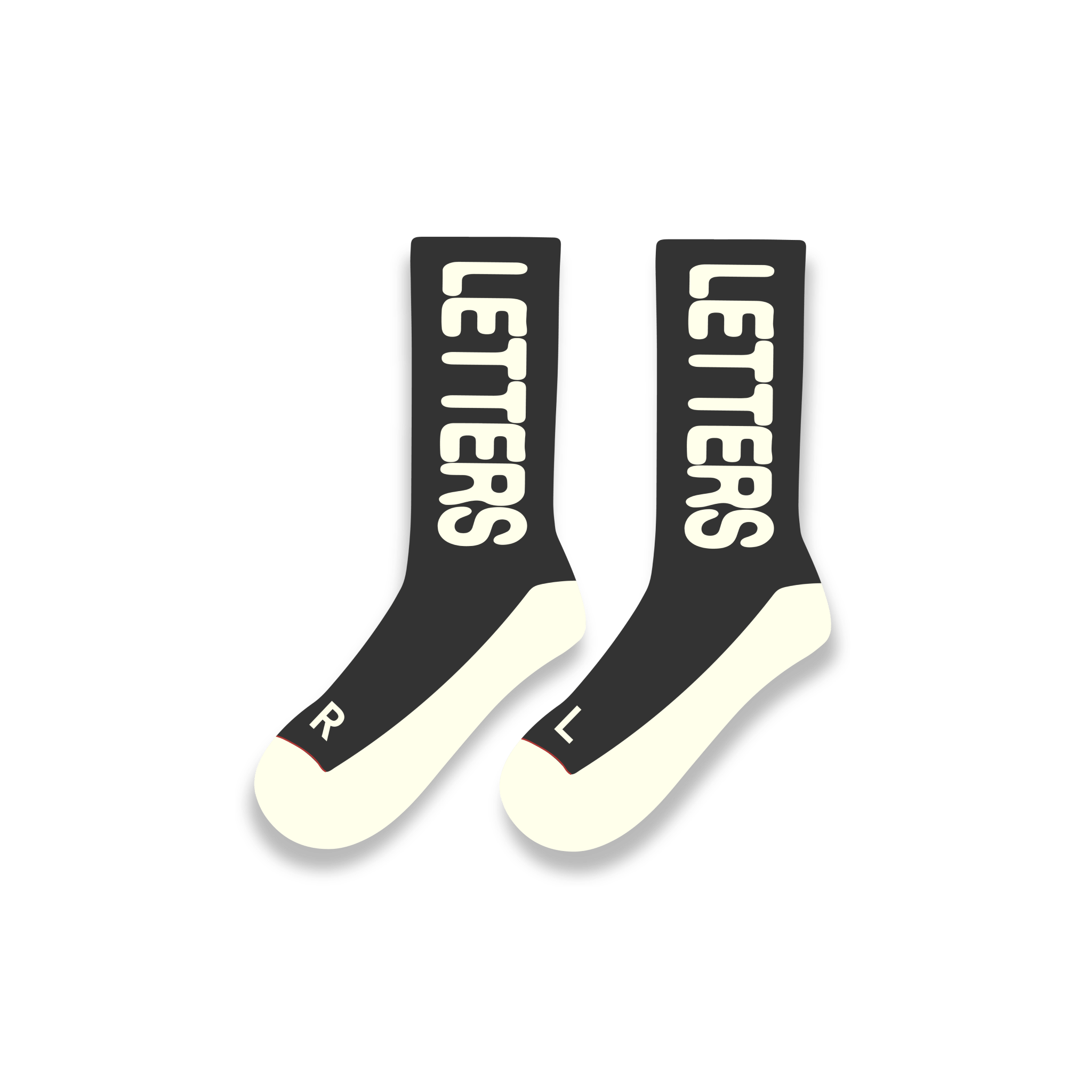 Just Gray Letters Socks - Red Letters