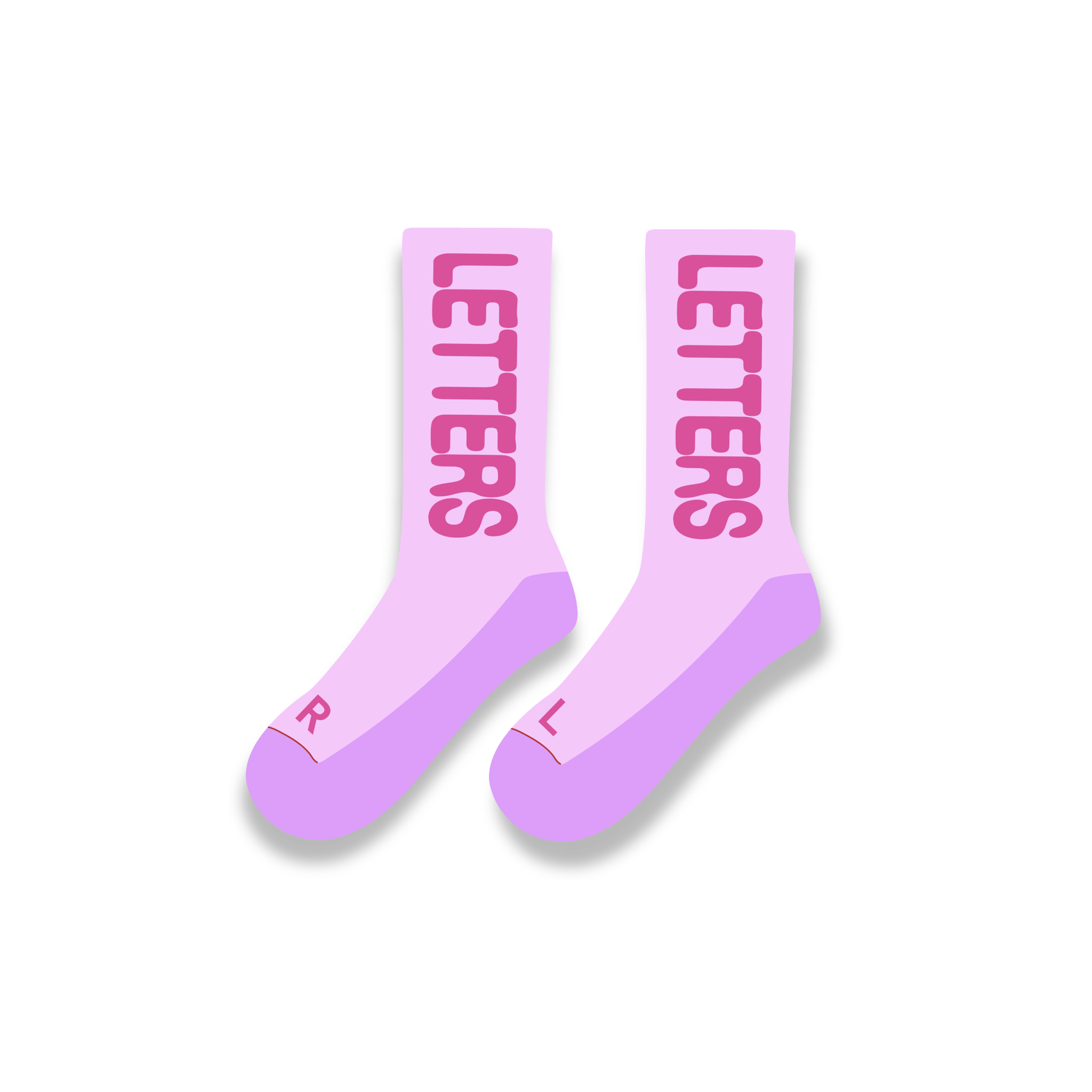 Just Pink Letters Socks - Red Letters
