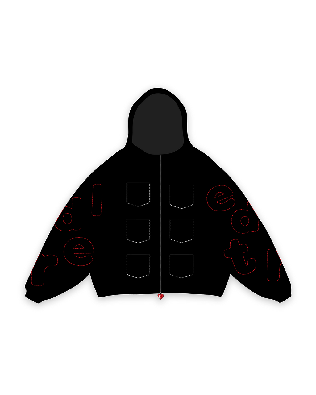 Just Pockets Scattered Zip Up - Red Letters
