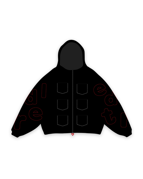 Just Pockets Scattered Zip Up - Red Letters