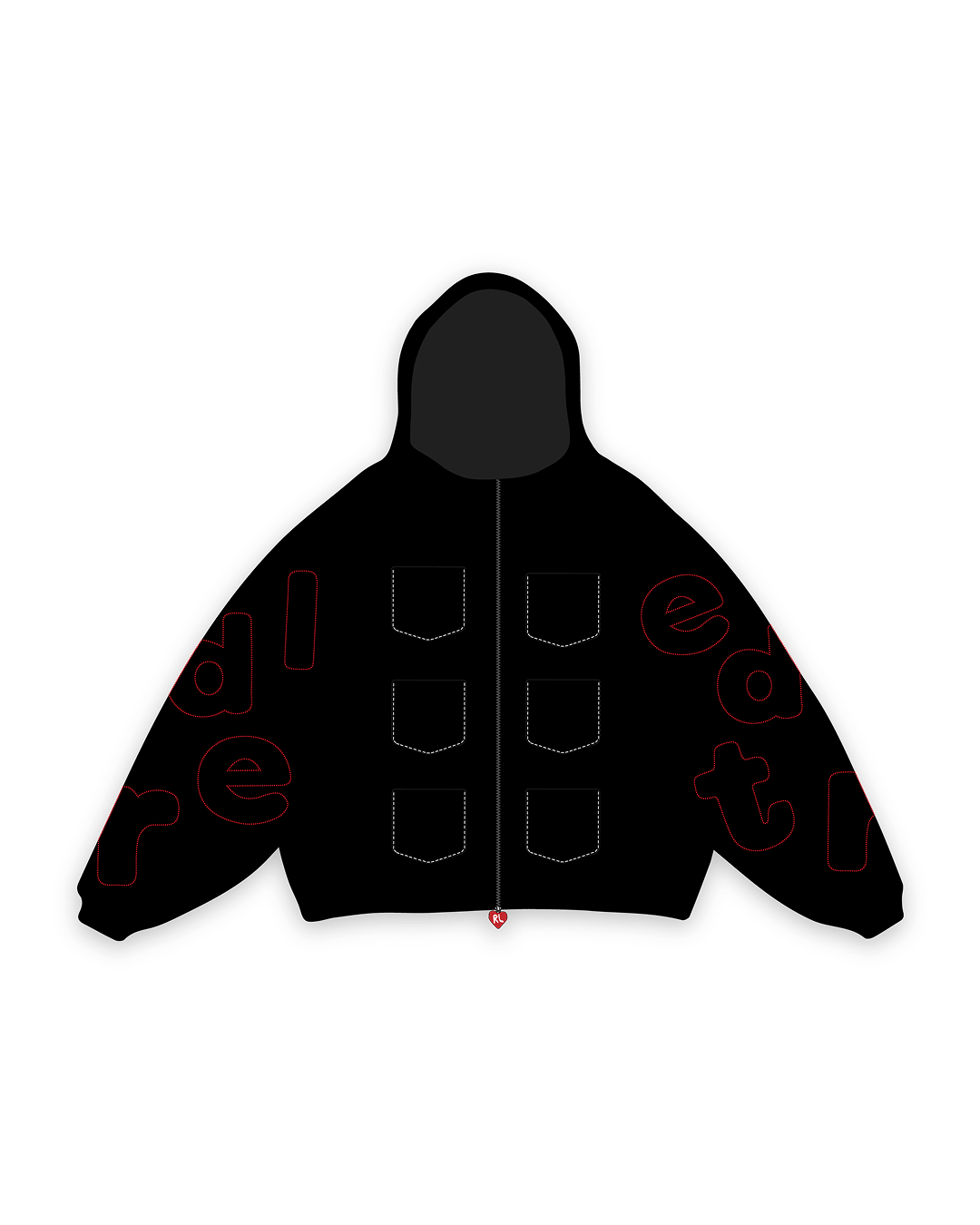 Just Pockets Scattered Zip Up - Red Letters