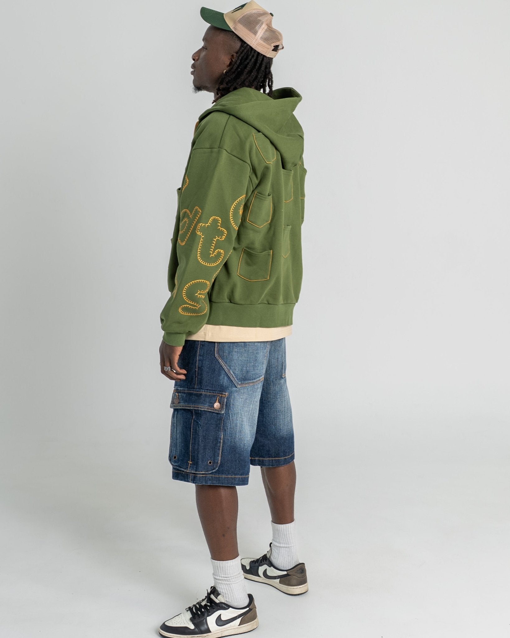 Just Pockets Scattered Zip Up - Moss by Red Letters
