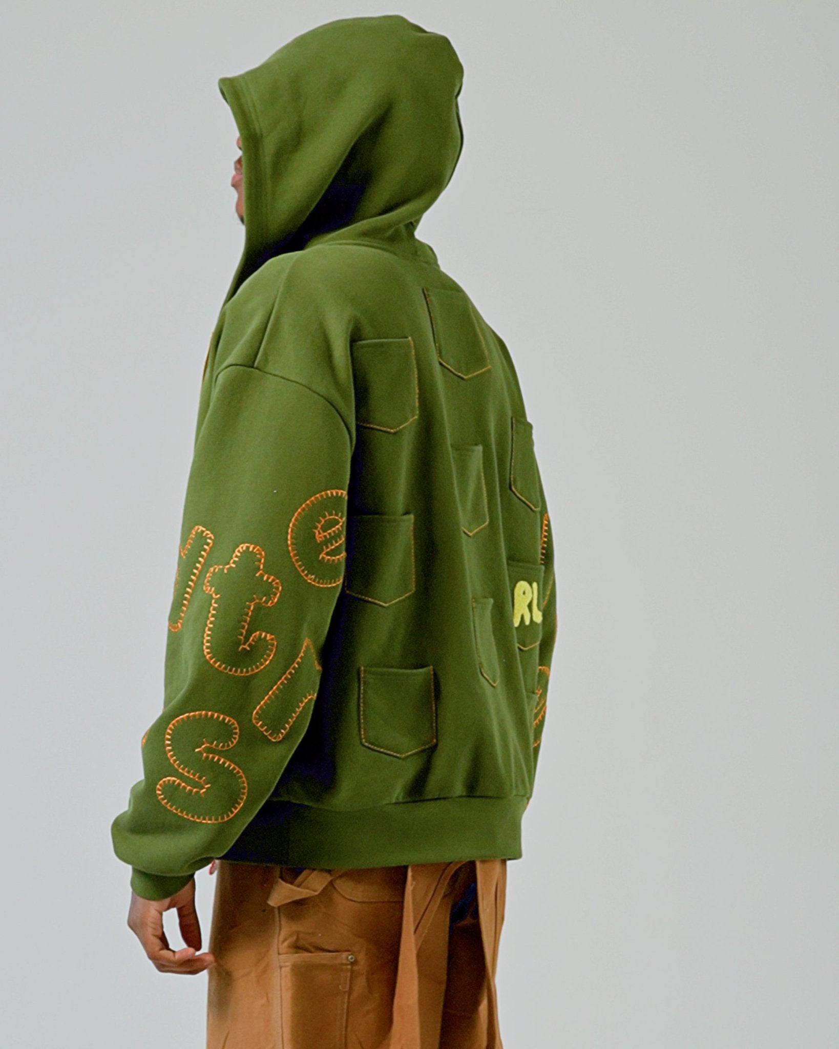 Just Pockets Scattered Zip Up - Moss - Red Letters