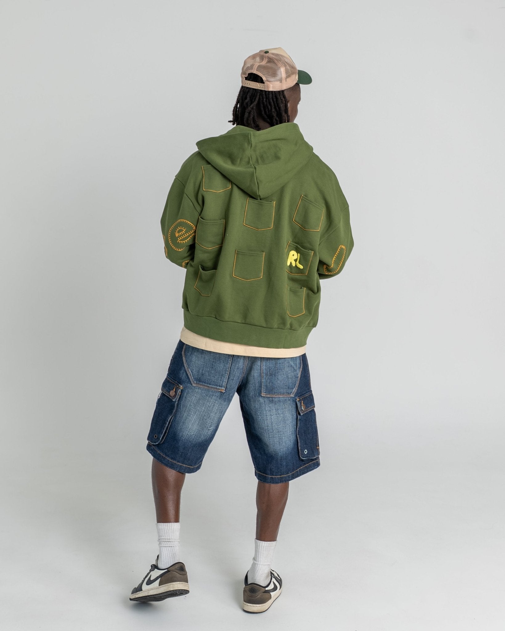Just Pockets Scattered Zip Up - Moss by Red Letters