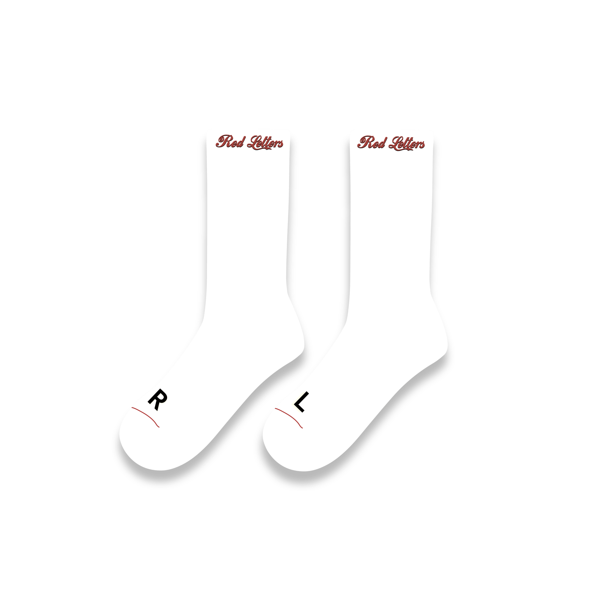 Just White Socks - Red Letters