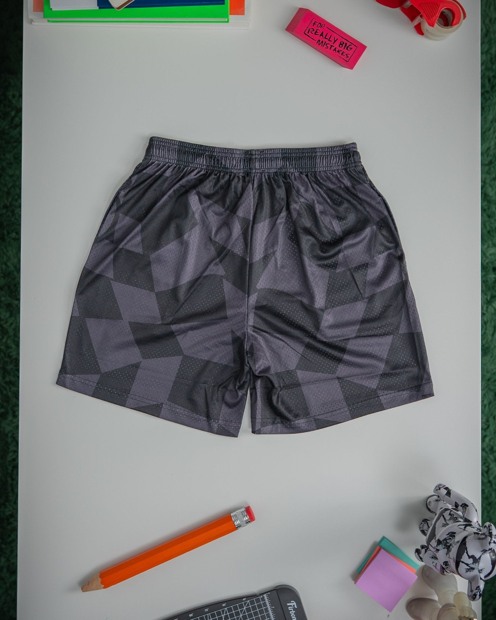Letters Mesh Shorts - Black Checkered by Red Letters