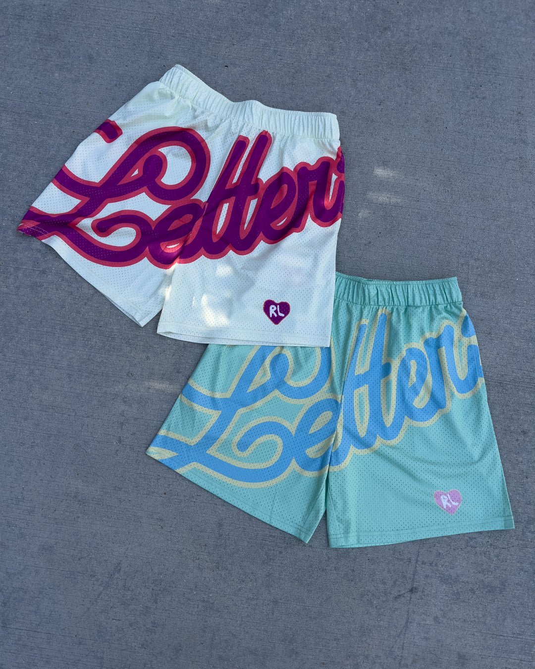 Letters Mesh Shorts - Cream - Red Letters