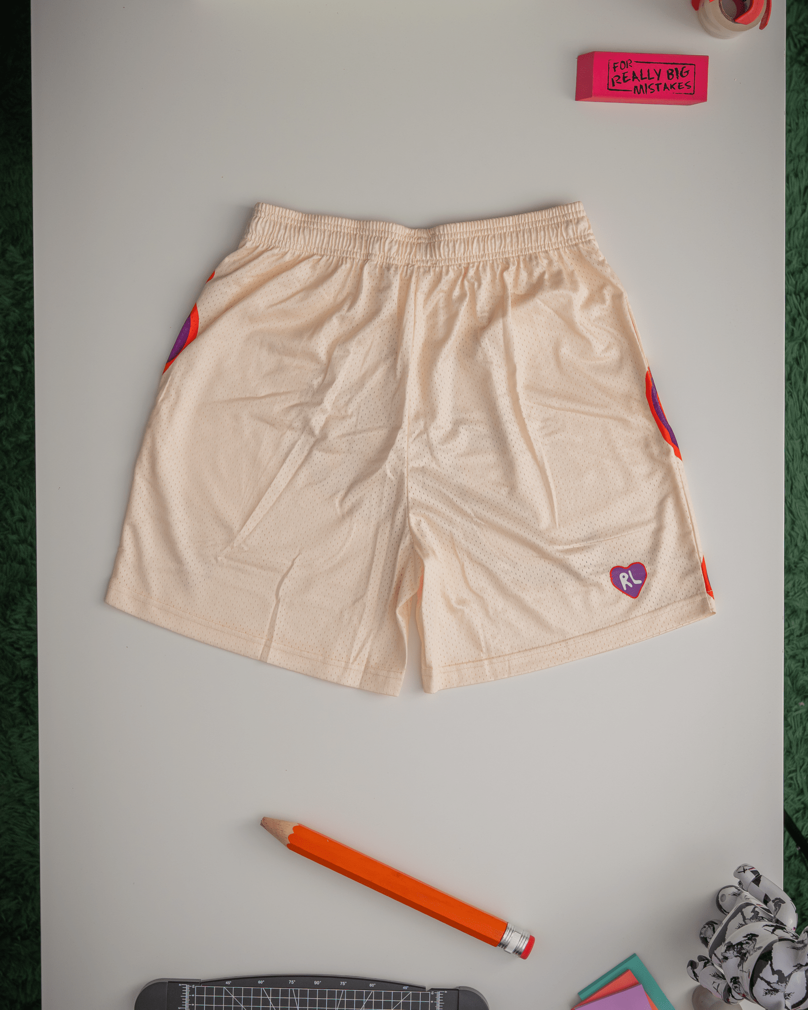 Letters Mesh Shorts - Cream by Red Letters
