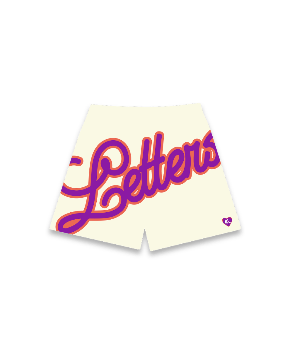 Letters Mesh Shorts - Cream - Red Letters