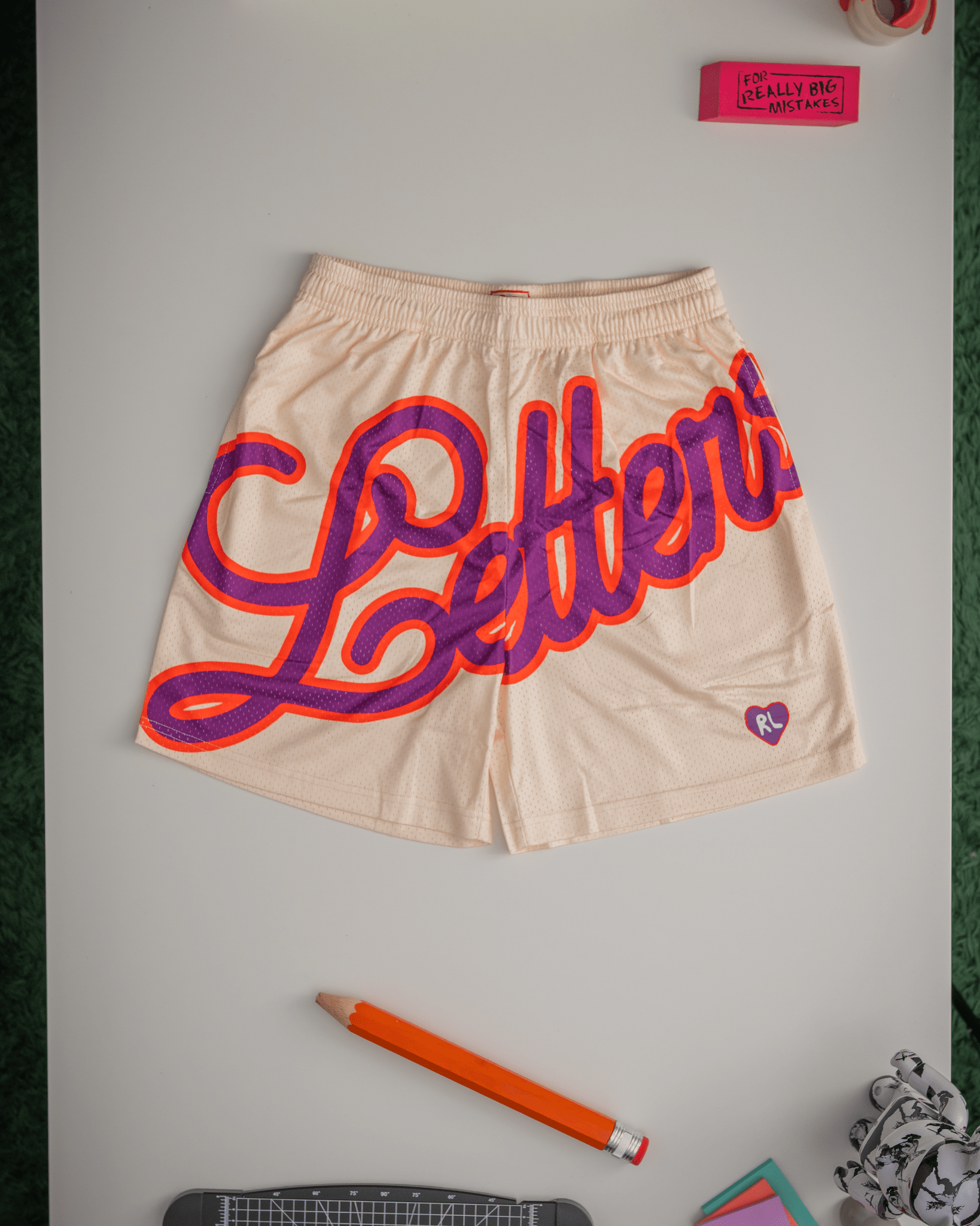 Letters Mesh Shorts - Cream by Red Letters