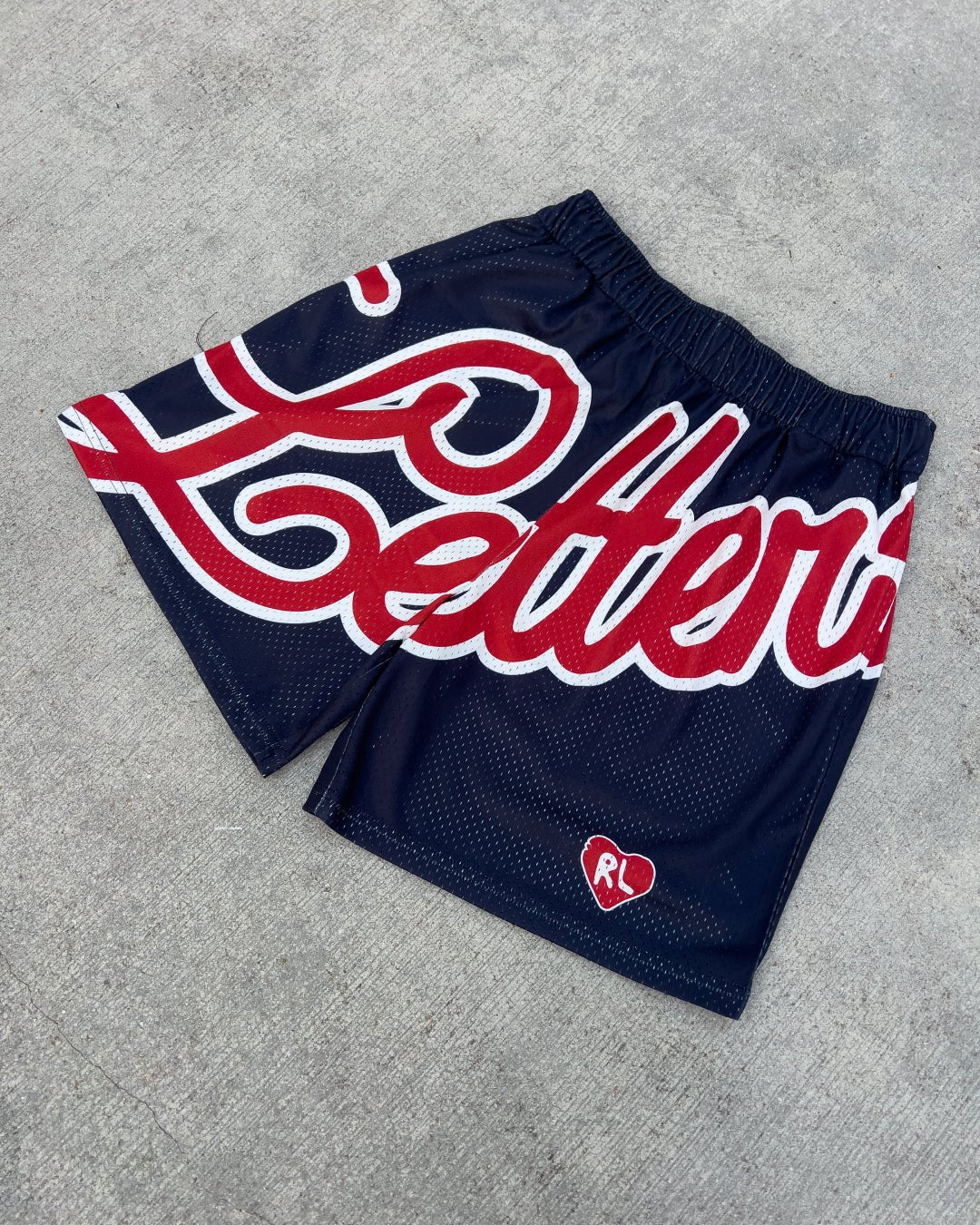 Letters Mesh Shorts - Varsity - Red Letters