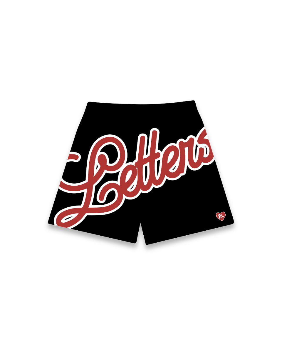 Letters Mesh Shorts - Varsity - Red Letters
