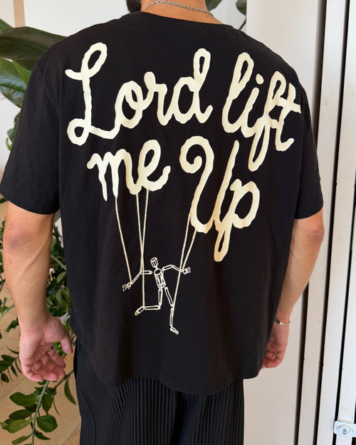 Lord Lift Me Up Rope Tee - Black - Red Letters