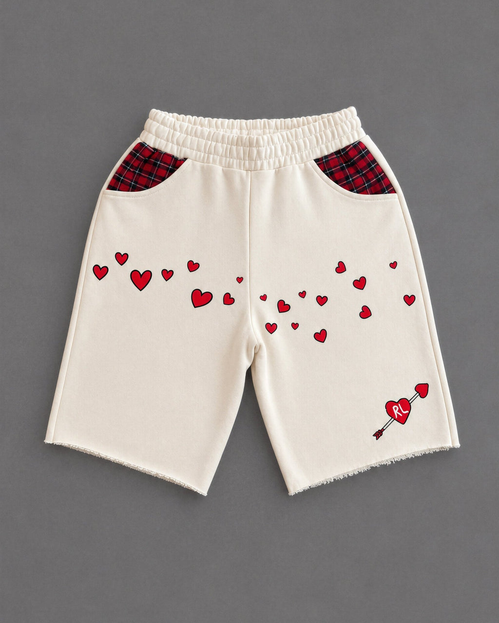 Love Letters French Terry Shorts - Red Letters