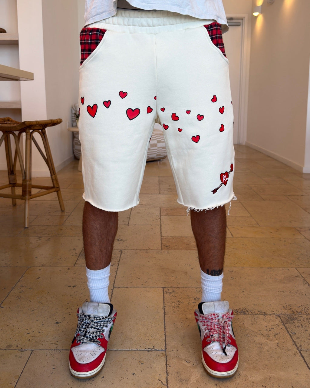 Love Letters French Terry Shorts - Red Letters