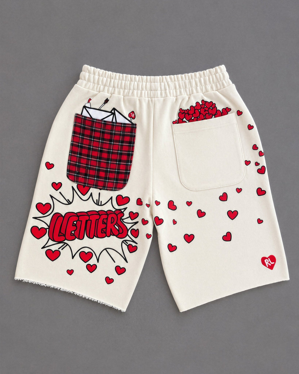 Love Letters French Terry Shorts - Red Letters