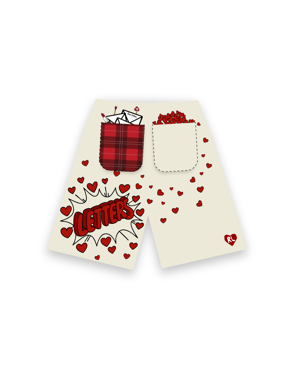 Love Letters French Terry Shorts - Red Letters