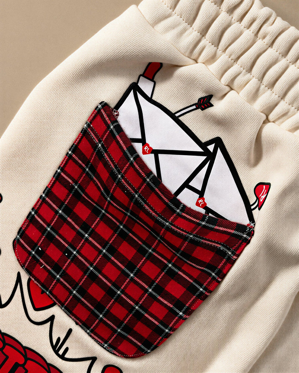 Love Letters French Terry Shorts - Red Letters