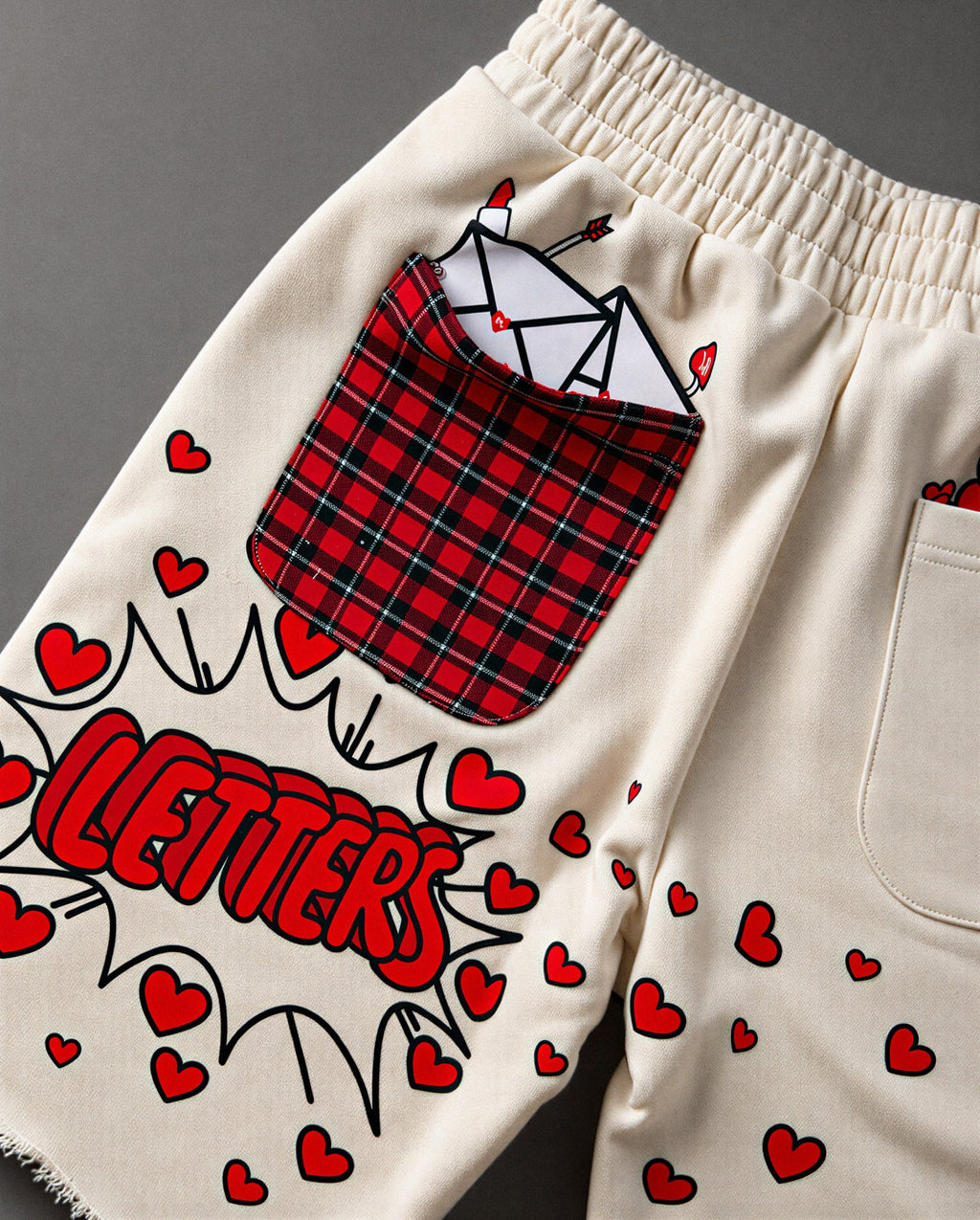 Love Letters French Terry Shorts - Red Letters