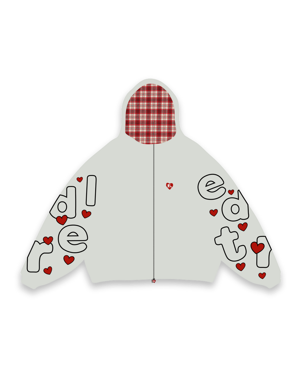 Love Letters Scattered Zip Up by Red Letters