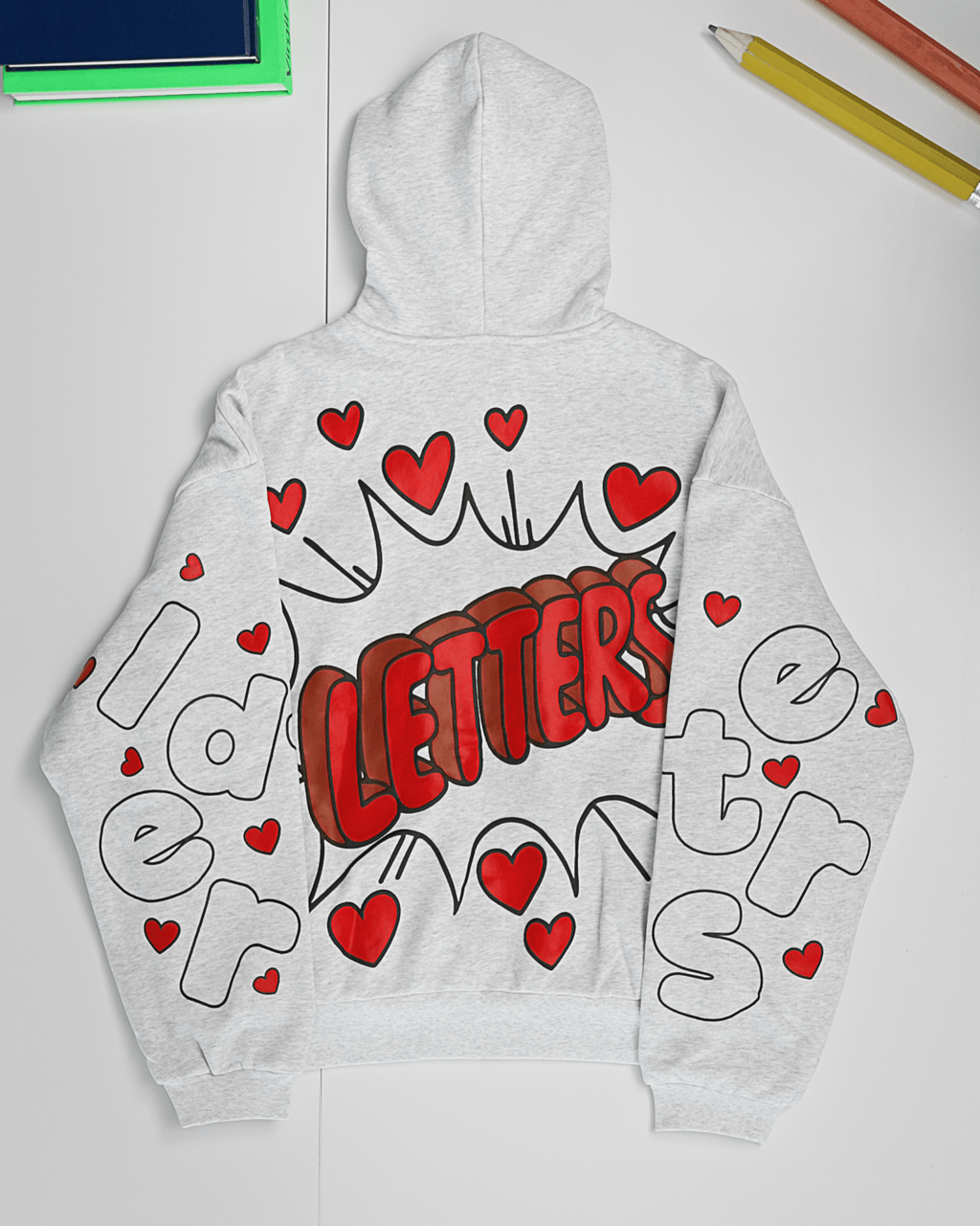 Love Letters Scattered Zip Up by Red Letters