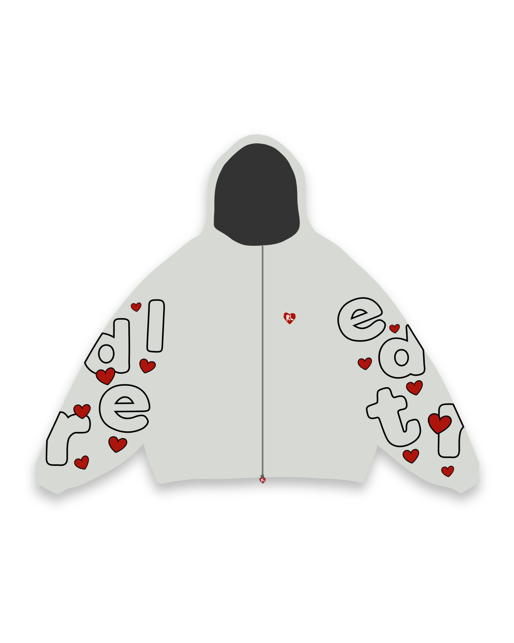 Love Letters Scattered Zip Up by Red Letters