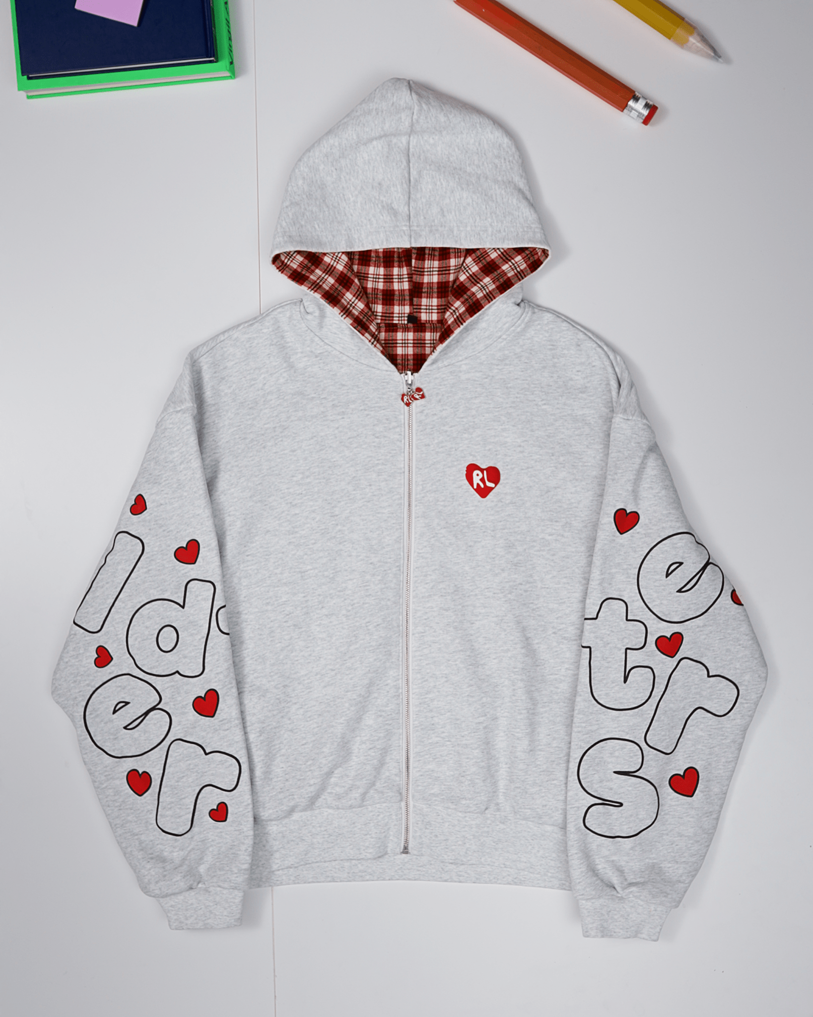 Love Letters Scattered Zip Up by Red Letters