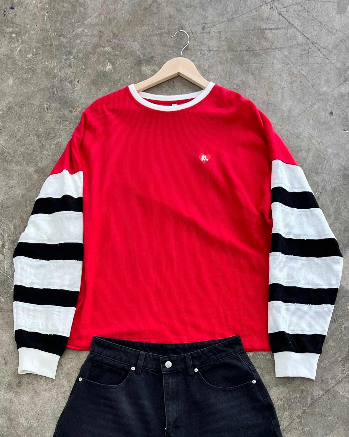 Lucky Letters Waffle Knit Shirt - Striped by Red Letters