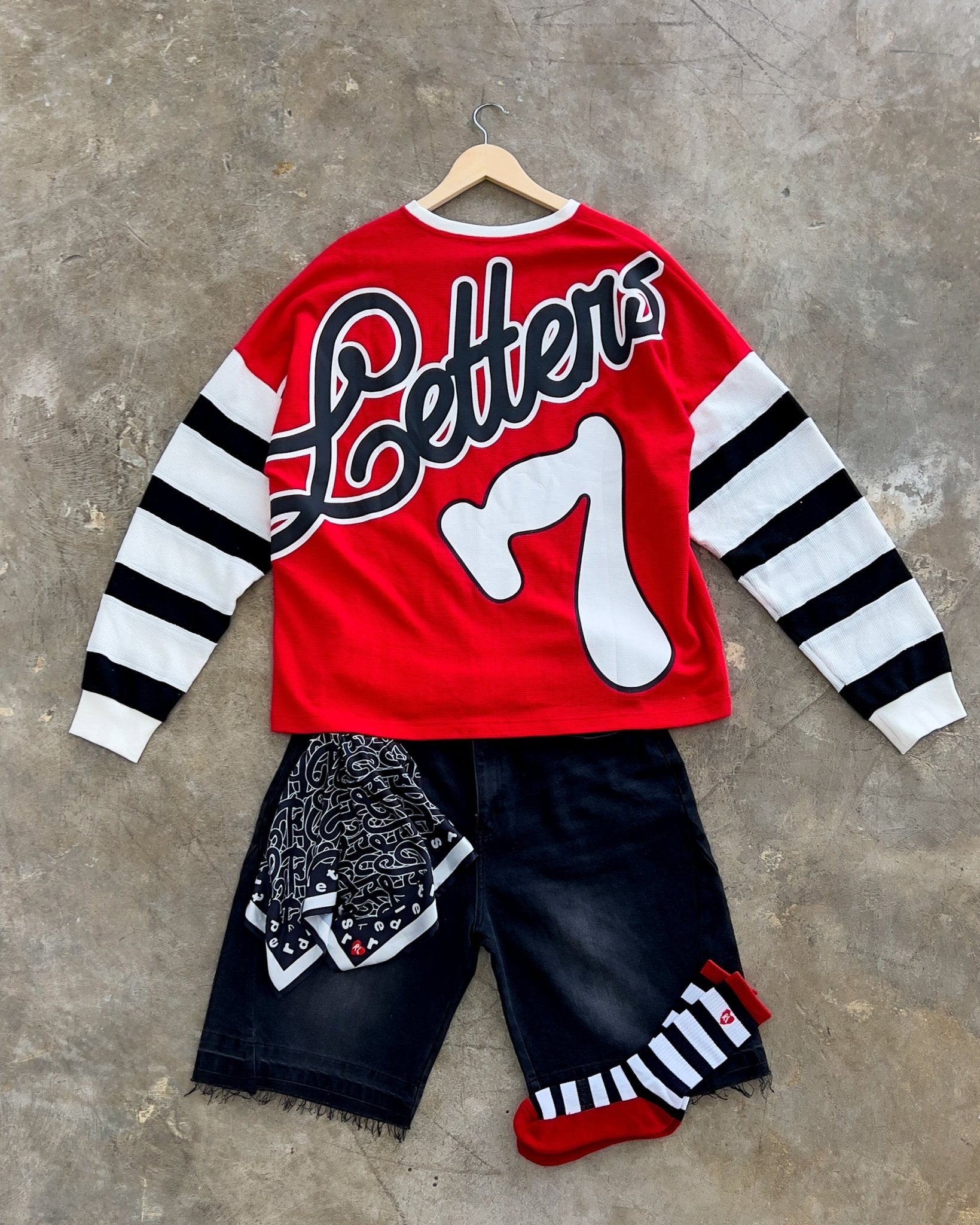 Lucky Letters Waffle Knit Shirt - Striped by Red Letters