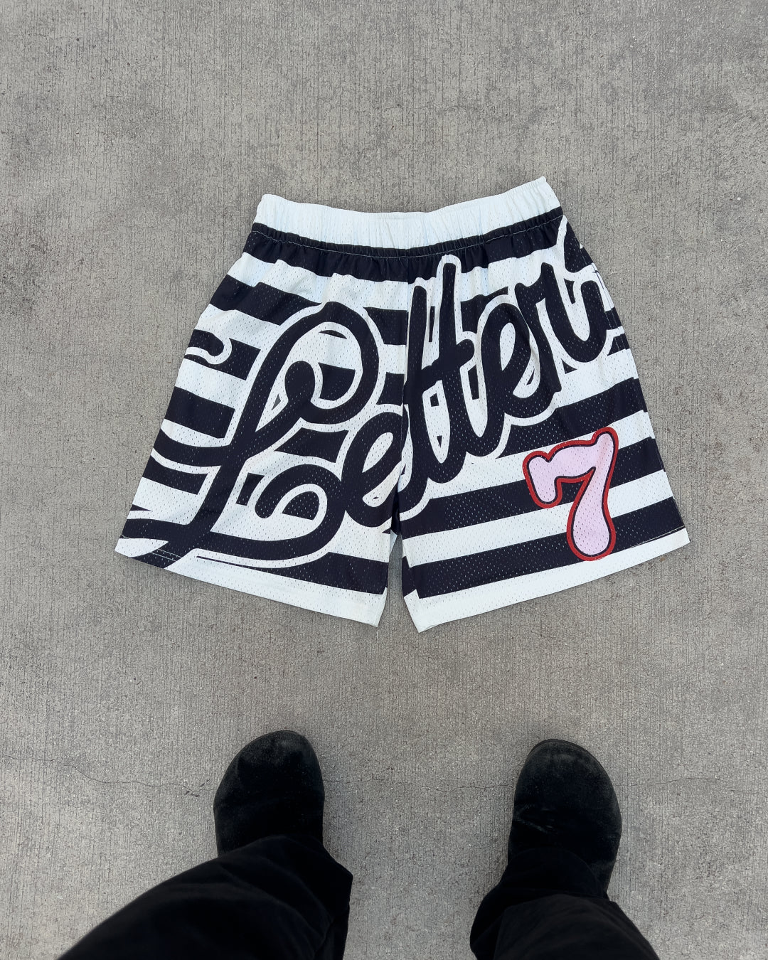 No Mimes Mesh Shorts - Red Letters