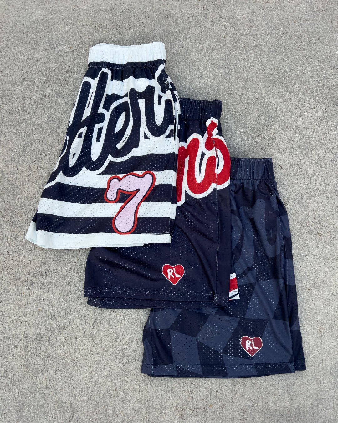 No Mimes Mesh Shorts - Red Letters