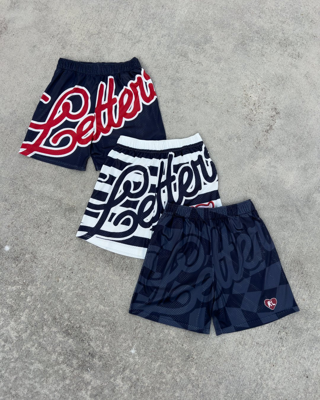 No Mimes Mesh Shorts - Red Letters