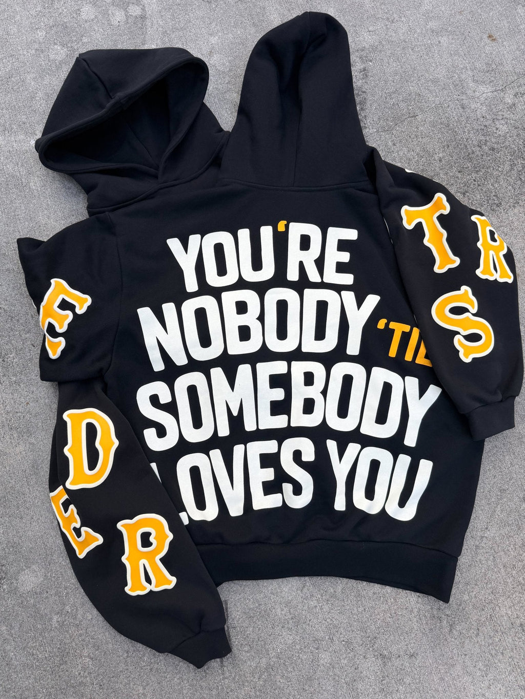 Nobody ’Til Scattered Hoodie by Red Letters