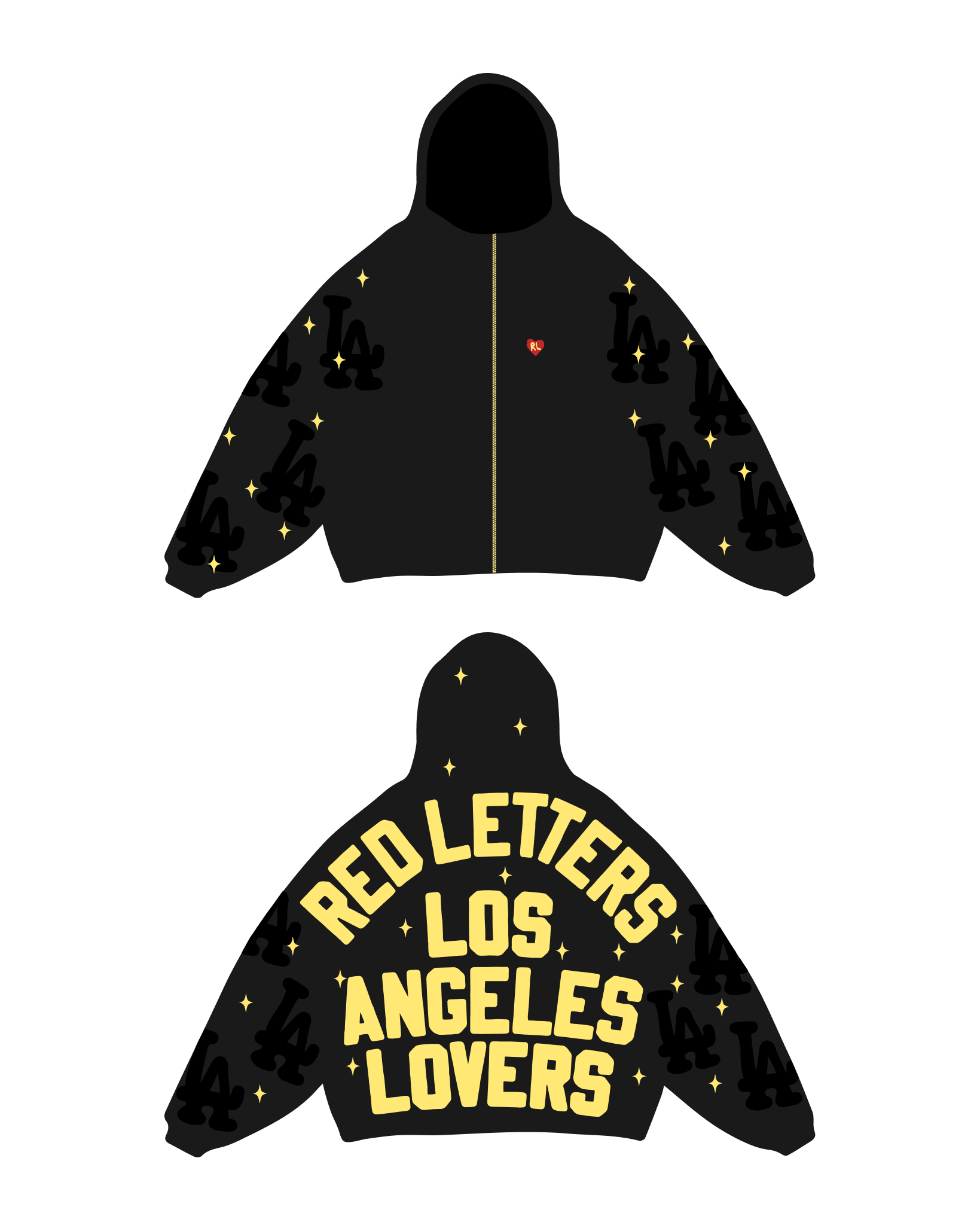 Not LA Lovers Scattered Zip Up - Red Letters