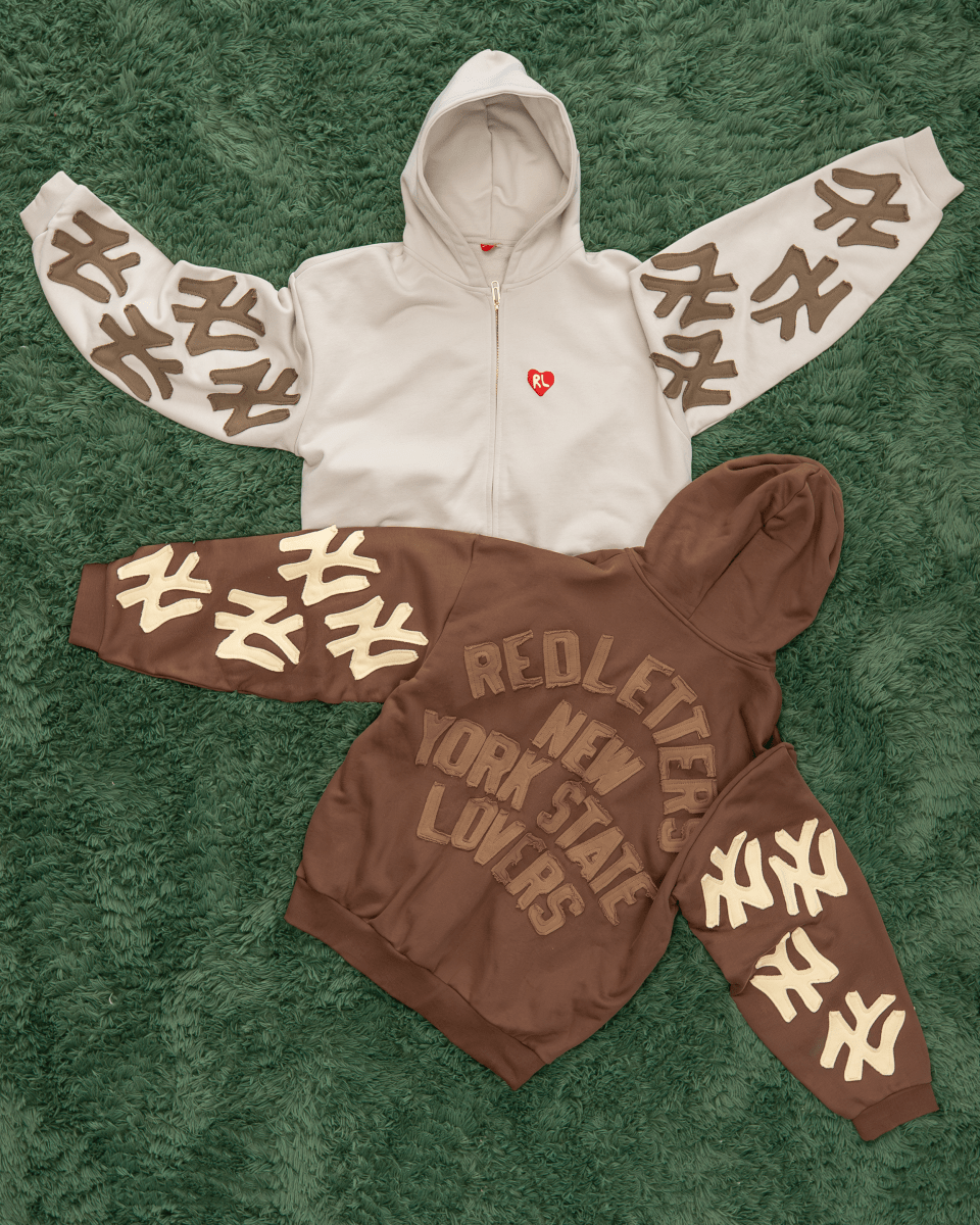 Not NY Appliqué Scattered Zip Up - Oat - Red Letters